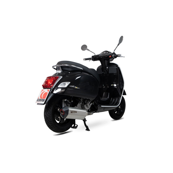Scorpion Exhaust Vespa GTS 125 / 300 HPE (all models) 2019 - 2020 Serket Parallel Slip-on Brushed Stainless Steel Sleeve